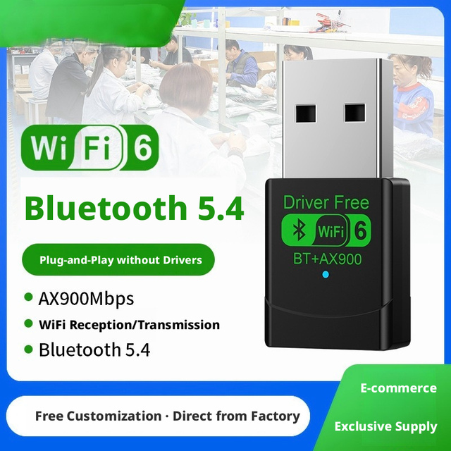 - 6 Dual-band Wireless Network Card, Wi-Fi 6 Driverless Ax900 -Wi-Fi 2-in-1 Usb Wi-Fi Receiver
