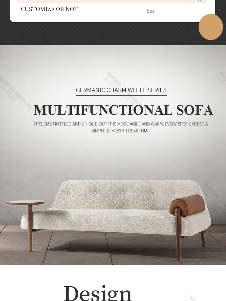 Modern Feather Stuffing Seat and Back Cushions 2 Seater Fabric Sofa Cover Set Wood Style