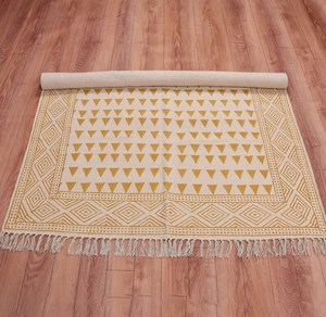 Indian Handmade Cotton Rug Hand <b>Block</b> Printed Area Carpet Bohemian Floor Rug Home Decor - Product Image 2