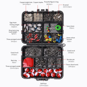 264 pièces Kit d'accessoires de pêche émerillons boutons-pression crochets plombs flotteurs perles tubes de cuivre haricots de l'espace pour bar truite - Product Image 3