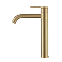 Robinet de salle de bain Kaiping en cuivre brossé or, mitigeur d'eau chaude et froide pivotant, avec cartouche céramique, idéal pour hôtels et toilettes