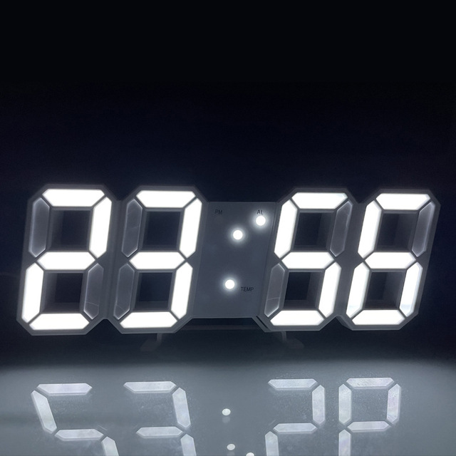 Wall Clock Digital Alarm Modern Kitchen Electronic Smart 3D USB Power Supply LED Time Date Temperature Display Desktop Bedroom