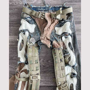 DiZNEW <span class=keywords><strong>Jeans</strong></span> Fabricante Nova Moda Tie Dye Vermelho e Verde Premium Denim Print Osso Breaking Street Wear Patchwork <span class=keywords><strong>Jeans</strong></span> - Product Image 2