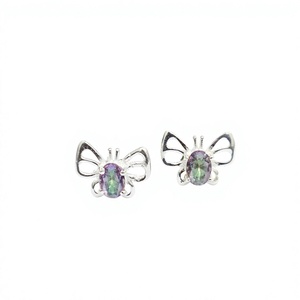 Pendientes de Mariposa con Topacio Místico Natural para Mujer, en Plata de Ley 925, Colección de Joyería Hecha a Mano JAIPUR SILVER - Product Image 1