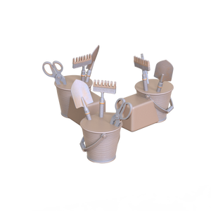 Ciseaux en polyrésine pour outils de jardinage créatifs personnalisés Râteau à bêche Cylindre en fer Pieds de support pour jardinière en forme de pot - Product Image 2