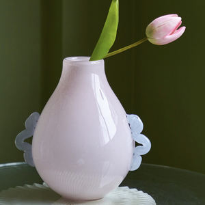 फ्रेंच शैली फूलों का पौधा vesse लिविंग रूम आभूषण व्यक्तित्व सजावट रंगीन प्यारा हल्का लक्जरी ग्लास वेस - Product Image 4