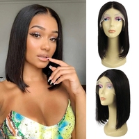Perruque Lace Front Courte Bouclée Brésilienne Berrysfashion Blonde Cheveux Humains Vierge Transparente Petite Pas Chère pour Femmes
