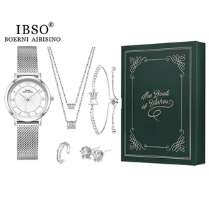 IBSO Luxury Green Watch Set Gift For Women Luxury Stainless Steel Jewelry Set For Lovers Quartz Watches