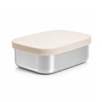 Nouvelle boîte à lunch en acier inoxydable 304 avec couvercle en silicone, récipient alimentaire anti-fuite, boîte de préparation de repas réutilisable pour le bureau, l'école et les voyages