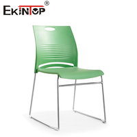 Chaise empilable en plastique rembourrée Ekintop, cadre métallique, sans accoudoirs, pour bureau et conférence – Offre Spéciale
