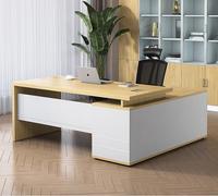Bureau de Bureau Convertible Moderne en Bois avec Caisson Latéral Modulaire et Design Panneauté, Bureau d'Ordinateur Sur Mesure
