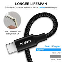 Câble USB C de Données OEM d'Usine, 1m 2m 3m, en Nylon, Type C à Chargement Rapide, Plaquage Nickel, USB A 2.0 vers Type C pour Téléphone Portable