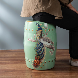 Tabouret de Table Vintage en Céramique avec Fleurs et Oiseaux, Nouveau Tambour Chinois - Product Image 4