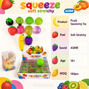 ของเล่นบีบยืดหยุ่นรูปผลไ<span class=keywords><strong>ม</strong></span>้ Southpeak ของเล่นบีบคลายเครียด <span class=keywords><strong>ASMR</strong></span> ของเล่นเสริมพัฒนาการทางประสาทสัมผัส 14+ แบบ คละสไตล์ MOQ144 ขายส่ง WS - Product Image 4