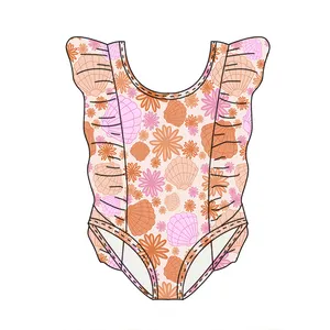 ملابس سباحة جديدة مكشكشة مطبوعة - بكيني للفتيات من 0-16 سنة - ملابس سباحة للفتيات