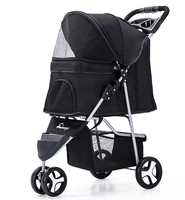 Remorque de luxe pour animaux de compagnie à 4 roues avec éclairage de sécurité, chariot de voyage pliable et extensible en plastique pour chiens et chats