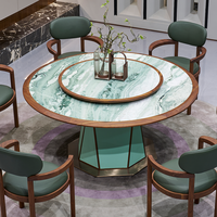 Table basse en marbre vert Danqing au design moderne, table à manger en marbre vert, ensemble de table à manger ronde en marbre