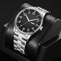 Montre de terrain vintage pour homme avec logo personnalisé, 43 mm, cadran carré en alliage d'acier inoxydable, aiguilles, double calendrier, quartz, fabricant OEM