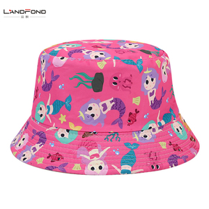 Landfond chico <span class=keywords><strong>Kawaii</strong></span> lindo niños niñas colorido dibujos animados sirena pez estampado verano viaje sol playa pescador cubo sombrero - Product Image 6
