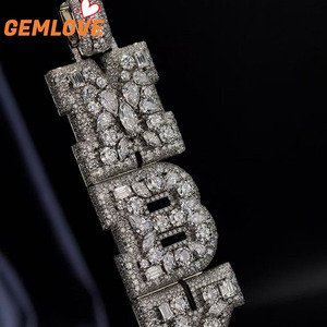 Conjunto de Joyería Urbana Hip Hop Bling con Letra MBK, Cadena Cubana y Diamantes, Estilo Exagerado para Raperos - Product Image 4