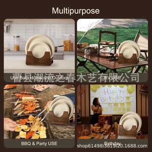 Wooden paper <b>plate</b> <b>rack</b> for home kitchen, tableware <b>rack</b>, disposable <b>plate</b> holder - Product Image 4