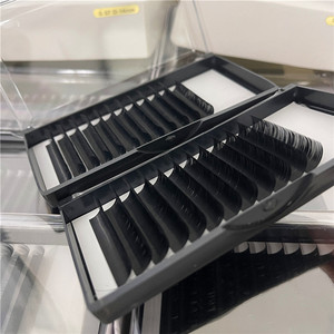 Extensions de cils volume noir mat foncé 0.05 0.07 0.10mm d'épaisseur, fibre PBT coréenne premium, courbure C, sans cruauté animale, véganes, Easy Fan - Product Image 2