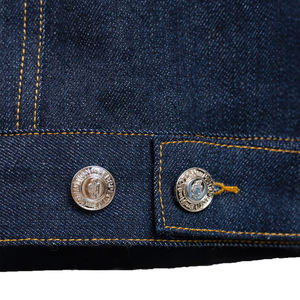 TOPSHOWデザイナーカスタムヘビー級コットンエンボス加工ロゴBoxyクラシックSelvedgeデニムジャケット男性用 - Product Image 4