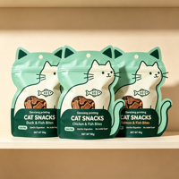 Sacs en aluminium imprimés en gravure personnalisés professionnels pour aliments pour animaux de compagnie, pochette de forme spéciale avec fermeture éclair pour friandises et collations pour chiens et chats