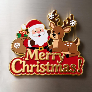 Santa Metal Art Deco Design Eco-Friendly Waterproof Strong Magnetic Reusable Custom Shape Christmas & Anniversary Fridge Magnets - Product Image 1