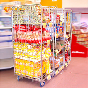 Nestable Four Sides Foldable <strong>a</strong> Frame Roll Cage <strong>Container</strong> for Supermarket <strong>Transportation</strong> - Product Image 2