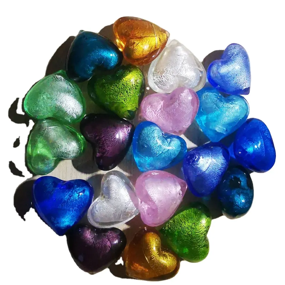 Billes en verre de 30mm perles en feuille de Murano aquarium galet mixte 20 pièces par sac en toile jouet classique piscine grand coeur billes