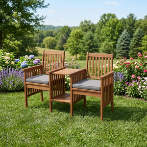 Contemporary Solid Pine Wood Chaise Lounge <b>Bench</b> Outdoor Water-Resistant <b>Cushions</b> Bedroom Courtyard Farmhouse Park Villa-Jack - Product Image 5