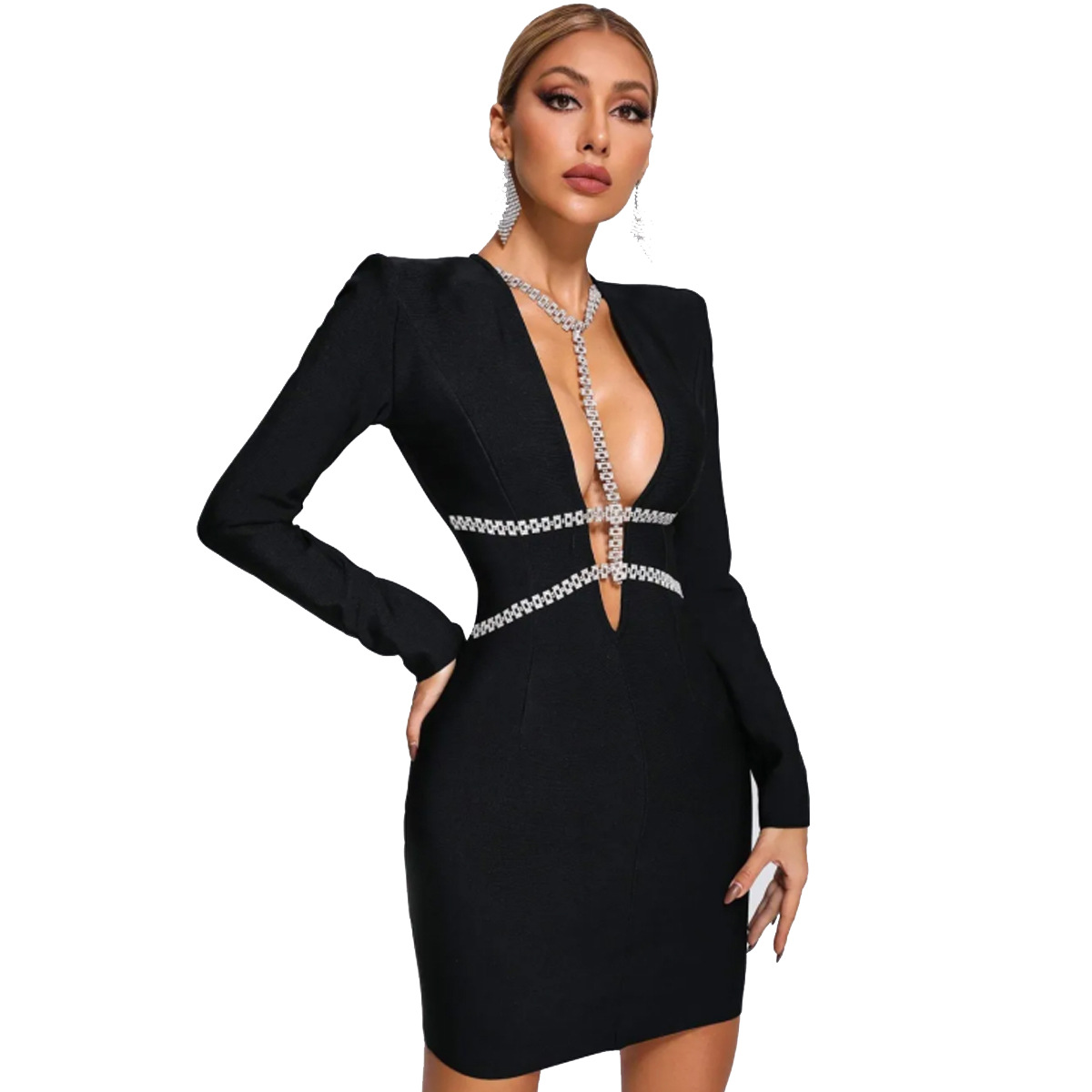Black Pencil Dress - Long Sleeve Pencil Dress for Women