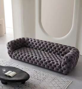 Canapé sectionnel moderne et élégant en velours avec chaise pliante et canapé paresseux - Product Image 1