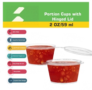 Gobelet à sauce en plastique avec couvercle à charnière 1oz 1.1oz 1.5oz 2oz 2.5oz 3oz 3.5oz 4oz 5oz Contenant alimentaire pour condiments - Product Image 3