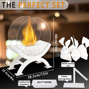 Grande cheminée autoportante à l'éthanol Cheminée en métal robuste blanche pour patio intérieur - Product Image 3