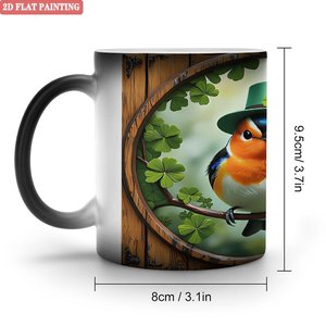 Standard Size Sublimation <b>Ceramic</b> <b>Mug</b> 11oz Frosted Black Heat Sensitive Magic Coffee Cup - Product Image 1