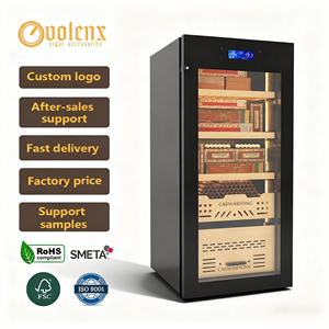 Armoire à cigares électrique en acier inoxydable avec contrôle Wi-Fi, réfrigérateur à compresseur de marque, température et humidité constantes, capacité de 98 L - Product Image 1