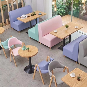 Sofá de asiento de tarjeta de alta calidad barato de lujo ligero personalizado comercial restaurante tienda de té de la leche restaurante muebles sofá - Product Image 4