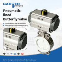 Vanne papillon pneumatique à doublure fluorée en acier inoxydable 316L, à brides FF, certifiée Exd ATEX, pour la régulation de produits chimiques et d'eau, PN10