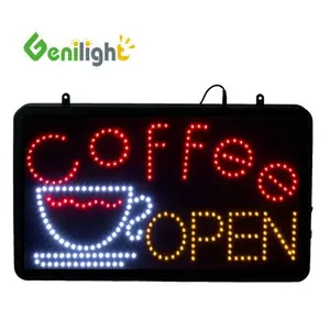 Genilight室内56 * 33厘米电子12v亚克力板咖啡店开放式发光二极管商店标志，发光二极管显示屏