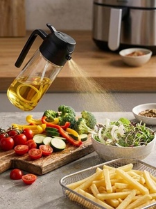 2 In1 Oil Sprayer and Dispenser <b>Bottle</b> 470ml Glass Olive Oil Mister for Air Fryer Salad BBQ and Kitchen Cooking - Product Image 2