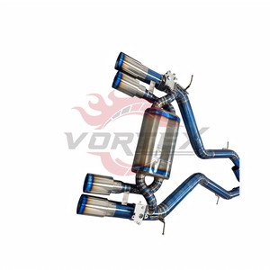 Échappement arrière en titane Vortex à longueur égale pour BMW F80 M3 F82 M4 S55 avec système Valvetronic et embouts quadruples bleus - Product Image 2