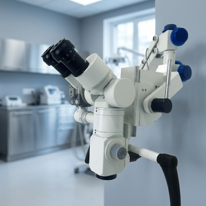 Microscope dentaire avec angle d'oculaire réglable, microscope chirurgical inclinable avec moniteur et bras réglable, blanc. - Product Image 6