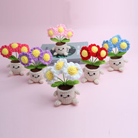 Petite fleur artificielle en crochet faite à la main, en pot, pour décoration de bureau et petit cadeau pour la fête des enseignants