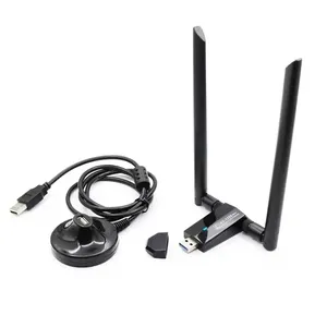 Antena Dual Band RTL8812AU adaptor WiFi USB berkualitas tinggi kartu jaringan nirkabel 1200Mbps untuk PC
