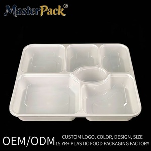 Boîte à <span class=keywords><strong>lunch</strong></span> jetable en plastique personnalisée pour micro-ondes, 6 compartiments, pour plats à emporter, vente en gros - Product Image 3
