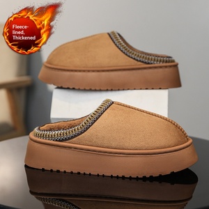 Women Platform Fleece Lined Mule <b>Slippers</b> <b>Stitched</b> Edge Thick Sole Warm Winter Indoor Outdoor Slides Wholesale - Product Image 3