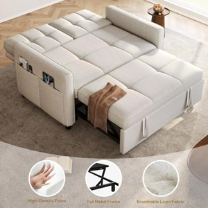 <span class=keywords><strong>Canapé</strong></span>-lit <span class=keywords><strong>convertible</strong></span> 3-en-1 avec lit escamotable, futon en lin et dossier réglable, <span class=keywords><strong>canapé</strong></span> deux places moderne - Product Image 5