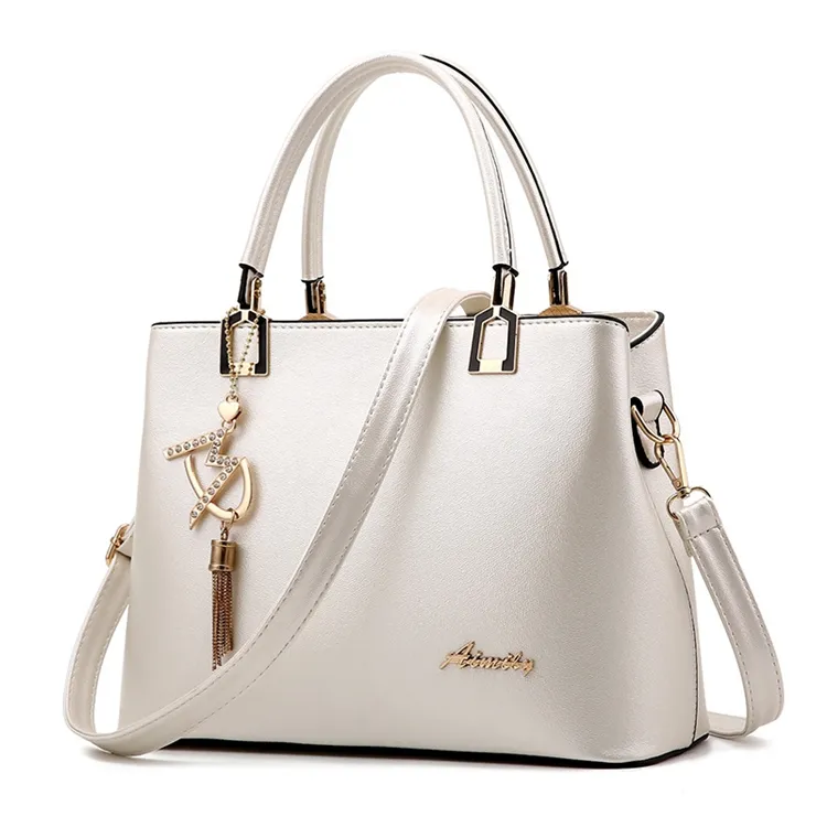 Large Leather Custom Brand White Stylish Shoulder DesignerTote Ladies Handbag Online Supplier